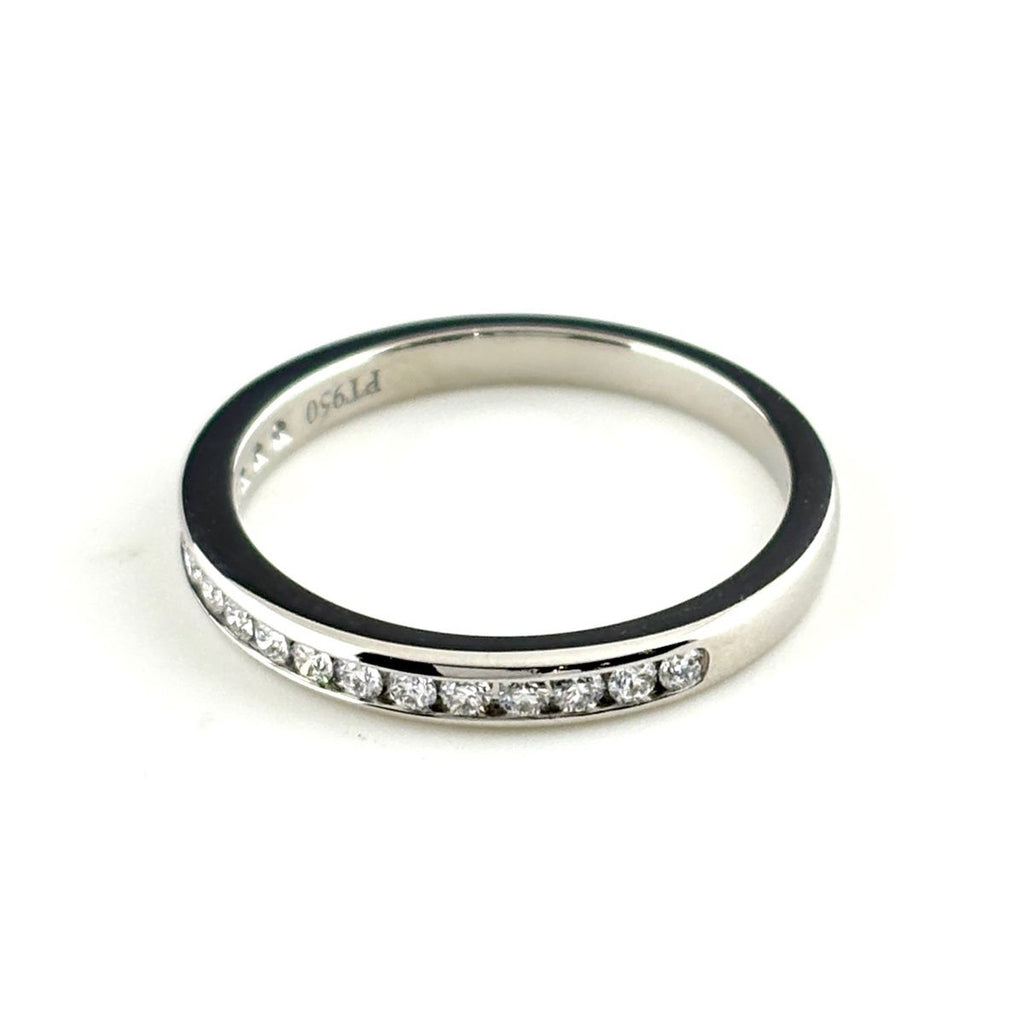 Tiffany & Co Half Circle Channel Setting Ring Platinum Pave Diamond — view 3