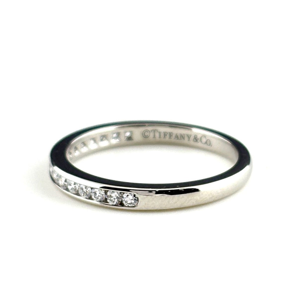 Tiffany & Co Half Circle Channel Setting Ring Platinum Pave Diamond — view 4