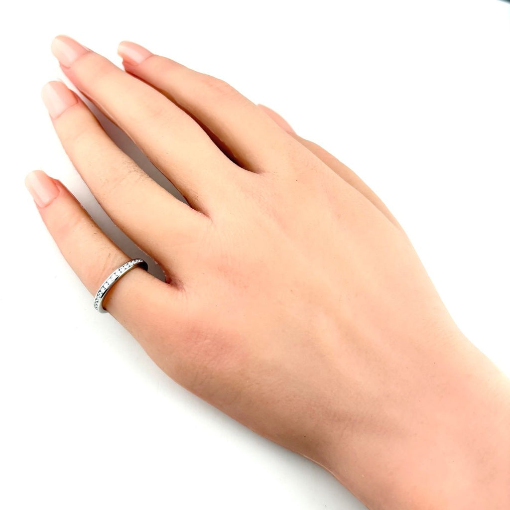 Tiffany & Co Half Circle Channel Setting Ring Platinum Pave Diamond — view 6