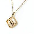 Dior Logo Diamond Necklace YG Yellow Gold Pendant 18k