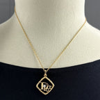 Dior Logo Diamond Necklace YG Yellow Gold Pendant 18k — view 4