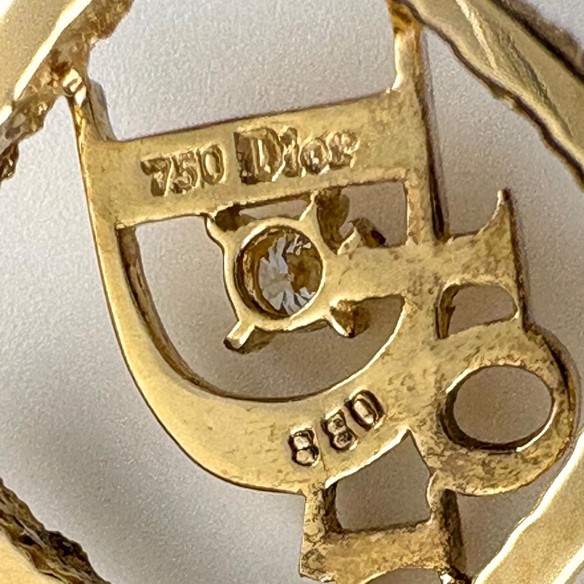 Dior Logo Diamond Necklace YG Yellow Gold Pendant 18k — view 6