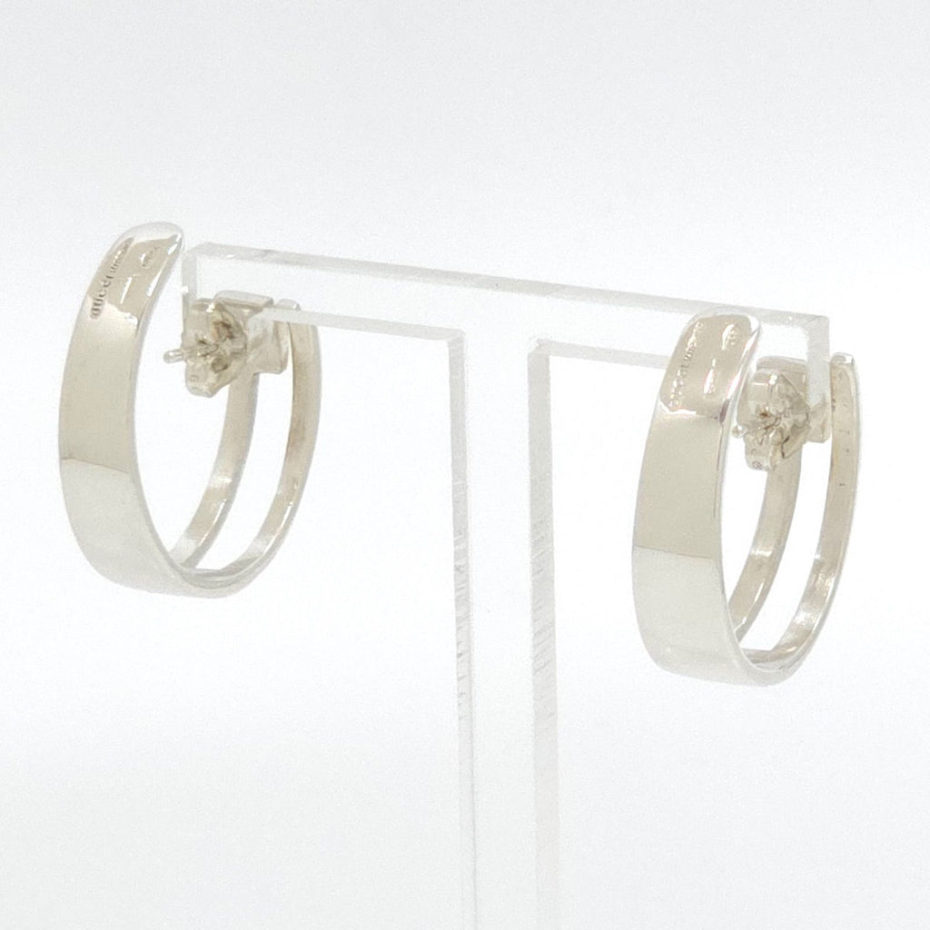 Gucci Cutout Hoop Earrings Logo Sterling Silver Box