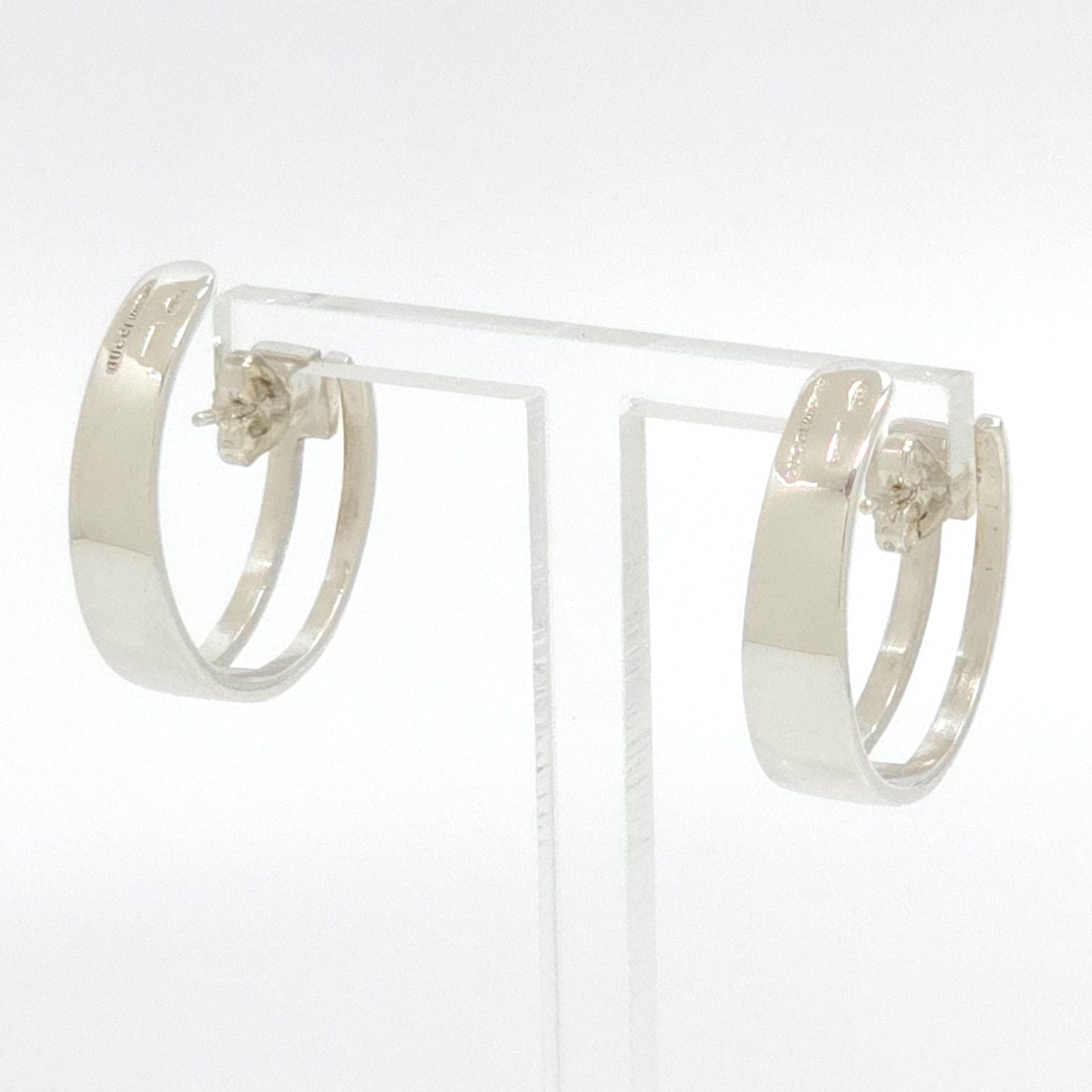 Gucci Cutout Hoop Earrings Logo Sterling Silver Box