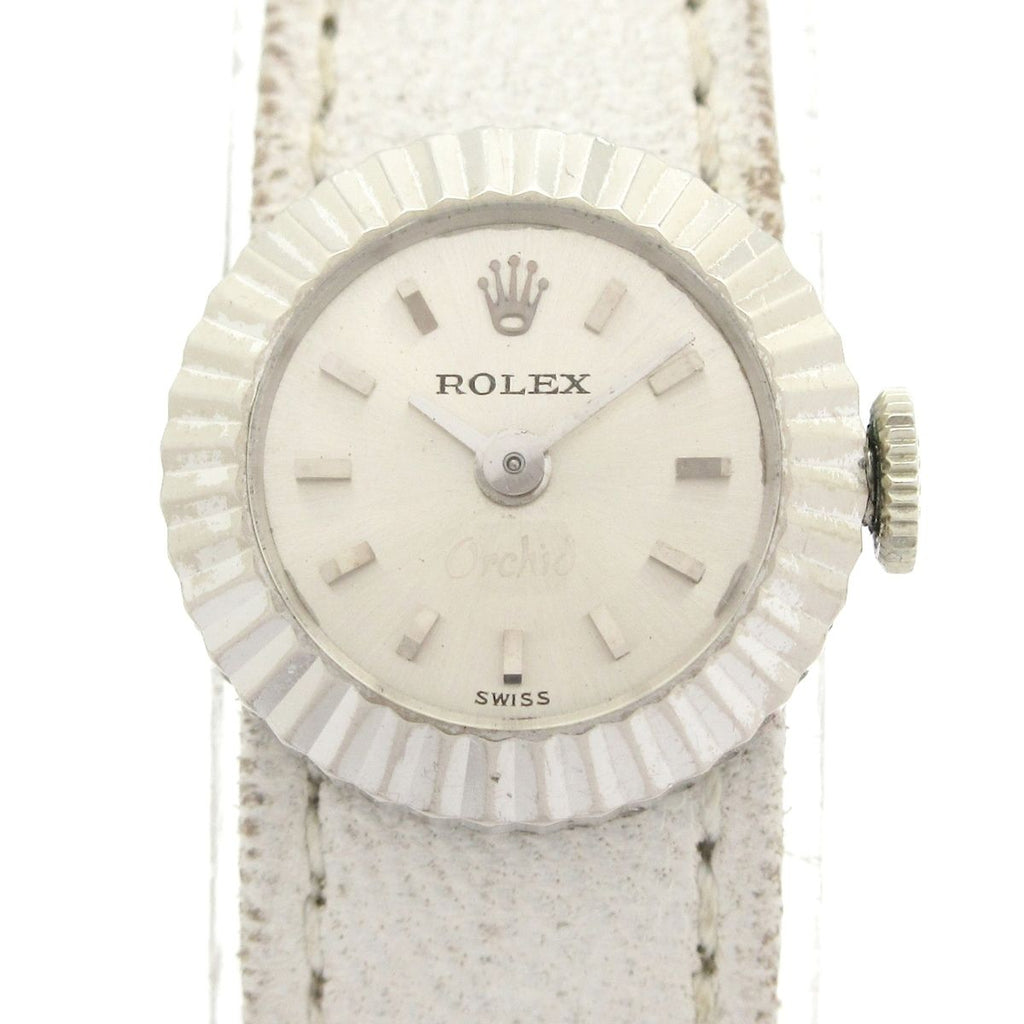 Rolex Watch Chameleon Orchid 18k White Gold Antique Leather Strap Required OH