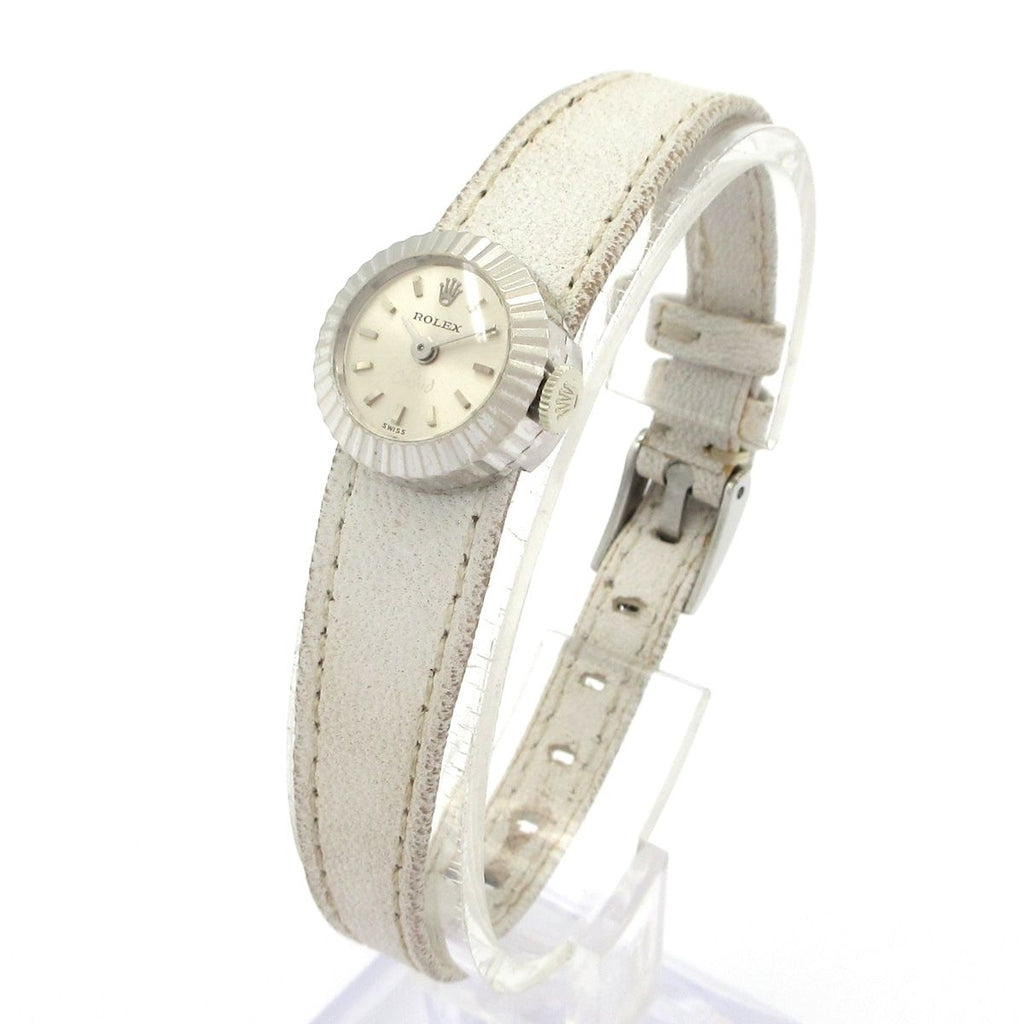 Rolex Watch Chameleon Orchid 18k White Gold Antique Leather Strap Required OH — view 2