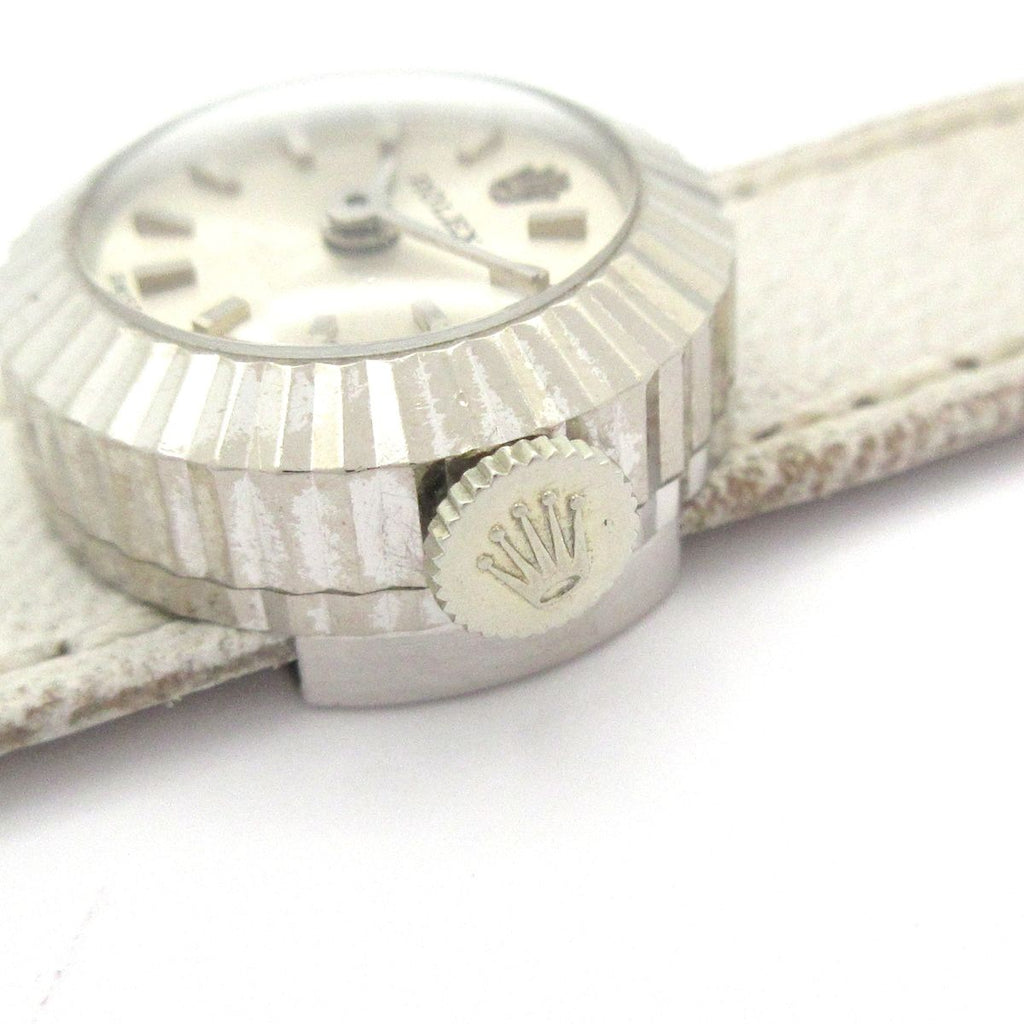 Rolex Watch Chameleon Orchid 18k White Gold Antique Leather Strap Required OH — view 8