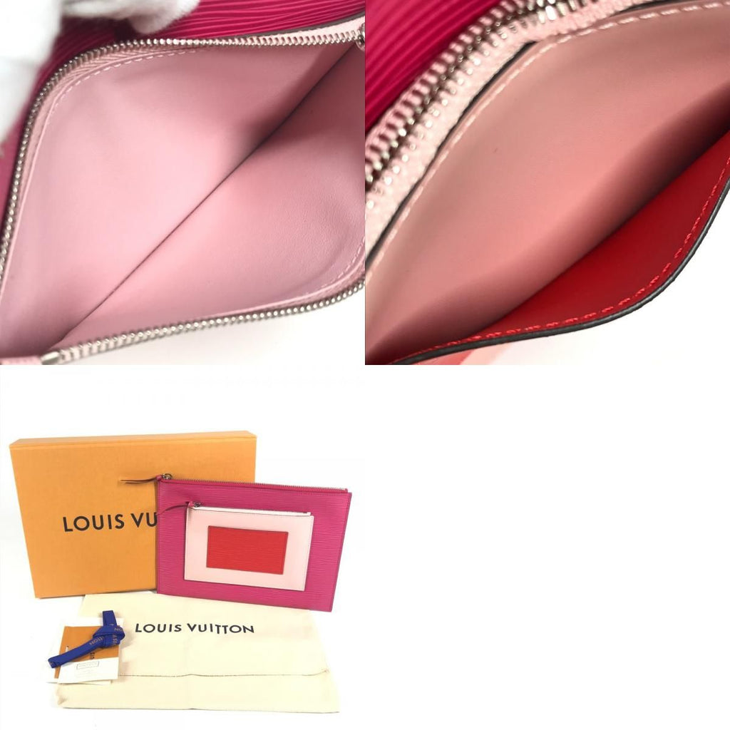 Louis Vuitton Clutch Pochette Plat Epi Leather Coquelicot Pink — view 9