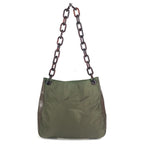 Prada Shoulder Bag Plastic Chain Leather Khaki