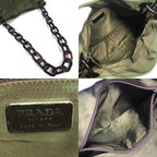 Prada Shoulder Bag Plastic Chain Leather Khaki — view 8