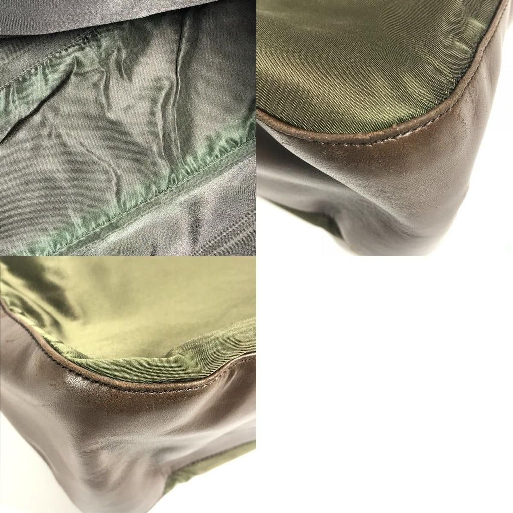 Prada Shoulder Bag Plastic Chain Leather Khaki — view 9