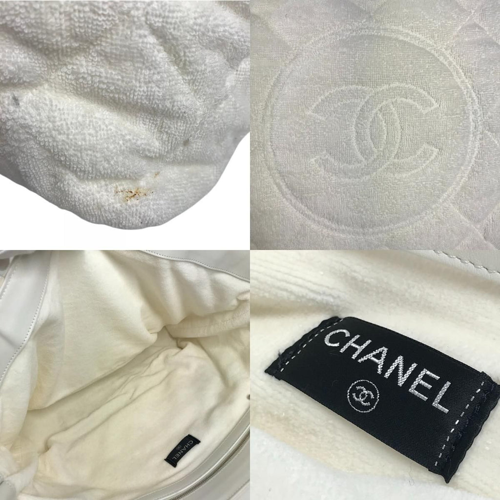 Chanel Shoulder Bag CC Logo Cotton White — view 8