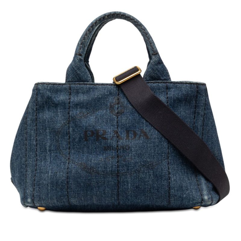 Prada Canapa / Shoulder Bag / 2-Way Blue Denim