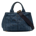 Prada Canapa / Shoulder Bag / 2-Way Blue Denim