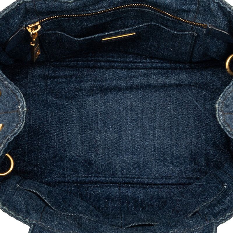 Prada Canapa / Shoulder Bag / 2-Way Blue Denim — view 4