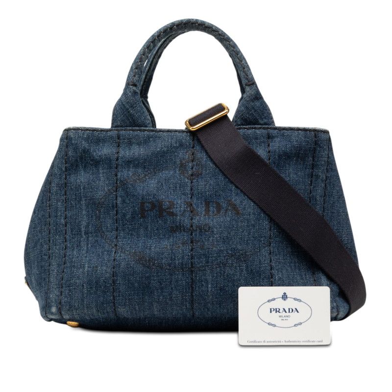 Prada Canapa / Shoulder Bag / 2-Way Blue Denim — view 6