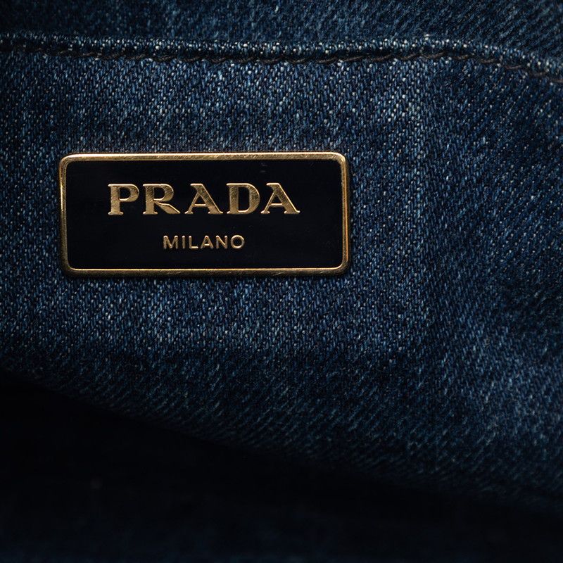 Prada Canapa / Shoulder Bag / 2-Way Blue Denim — view 5
