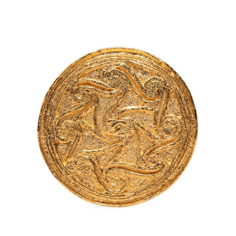 Chanel CC Logo Round Brooch Gold Plated