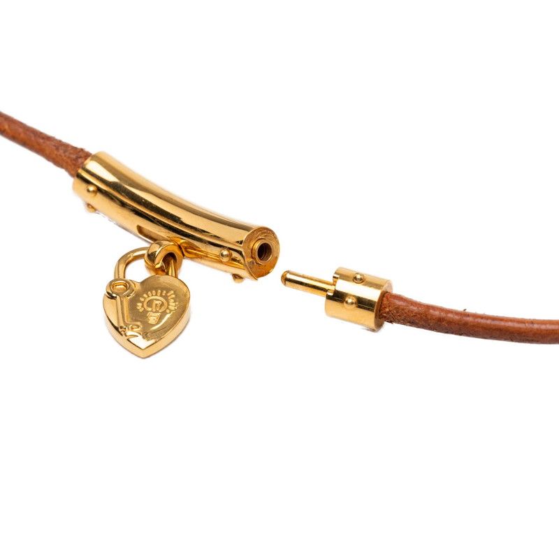 Hermes Viviride Heart Cadena Motif-f Choker Gold Brown Plated Leather 1 — view 5