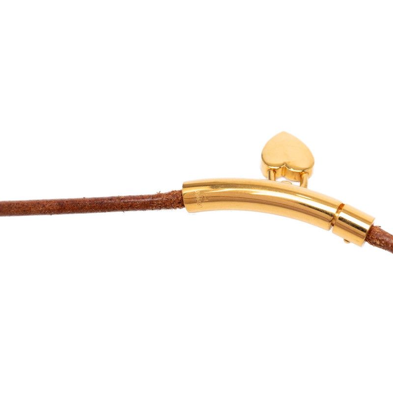 Hermes Viviride Heart Cadena Motif-f Choker Gold Brown Plated Leather 1 — view 4