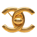 Chanel Vintage CC Logo Turnlock Brooch Gold Plated