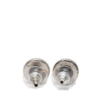 Chanel CC Logo Round Earrings Silver Beige Metal — view 2