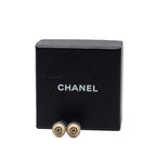 Chanel CC Logo Round Earrings Silver Beige Metal — view 4