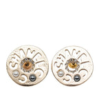 Chanel Logo Earrings Gold Plated Faux Pearl Rhinestone