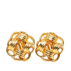 Chanel CC Logo Vintage Earrings Gold Plated