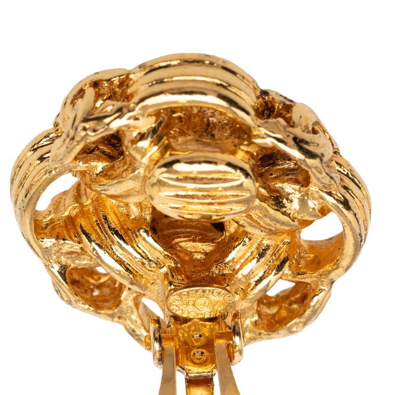 Chanel CC Logo Vintage Earrings Gold Plated — view 3