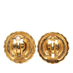 Chanel CC Logo Round Earrings Gold Plated — view 2