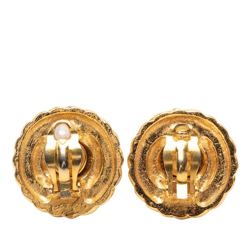 Chanel CC Logo Round Earrings Gold Plated — view 2