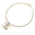 Chanel CC Logo Bracelet Gold Green Plated Stone