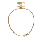 Chanel CC Logo Bracelet Gold Green Plated Stone — view 3