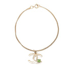 Chanel CC Logo Bracelet Gold Green Plated Stone — view 2