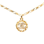 Chanel CC Logo Pendant Gold Plated Rhinestone