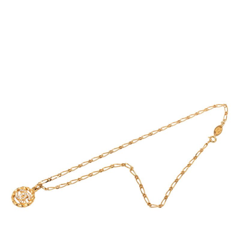 Chanel CC Logo Pendant Gold Plated Rhinestone — view 3