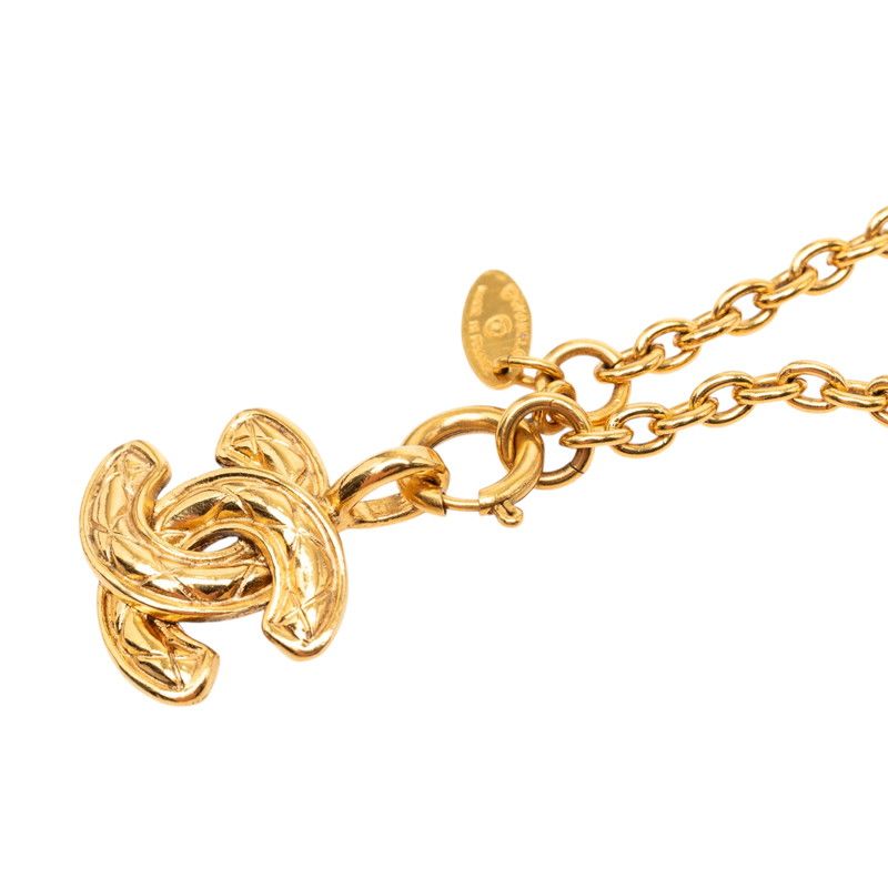 Chanel Quilted CC Logo Chain Pendant Gold Plated