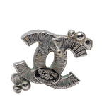 Chanel CC Logo Stud Earrings 09 Silver Metal Rhinestone — view 3