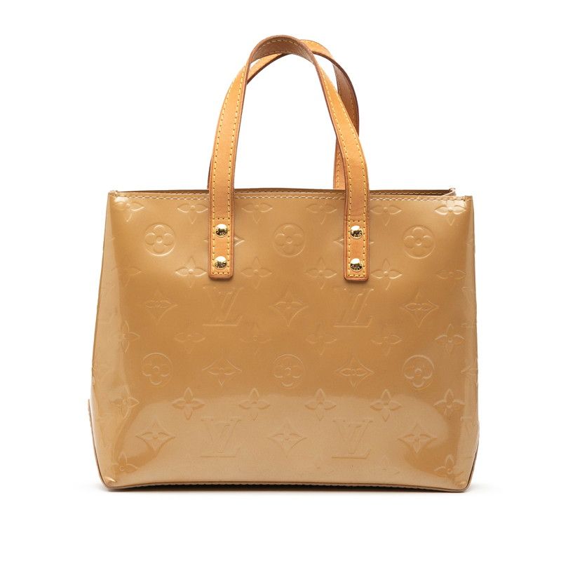 Louis Vuitton Monogram Vernis Reed PM Handbag Mini Tote Noisette Beige Patent
