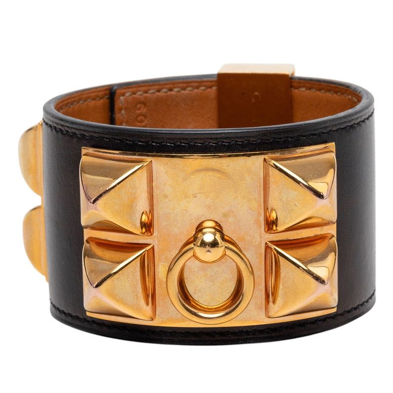 Hermes Collier de Chien S Black Calfskin Bracelet