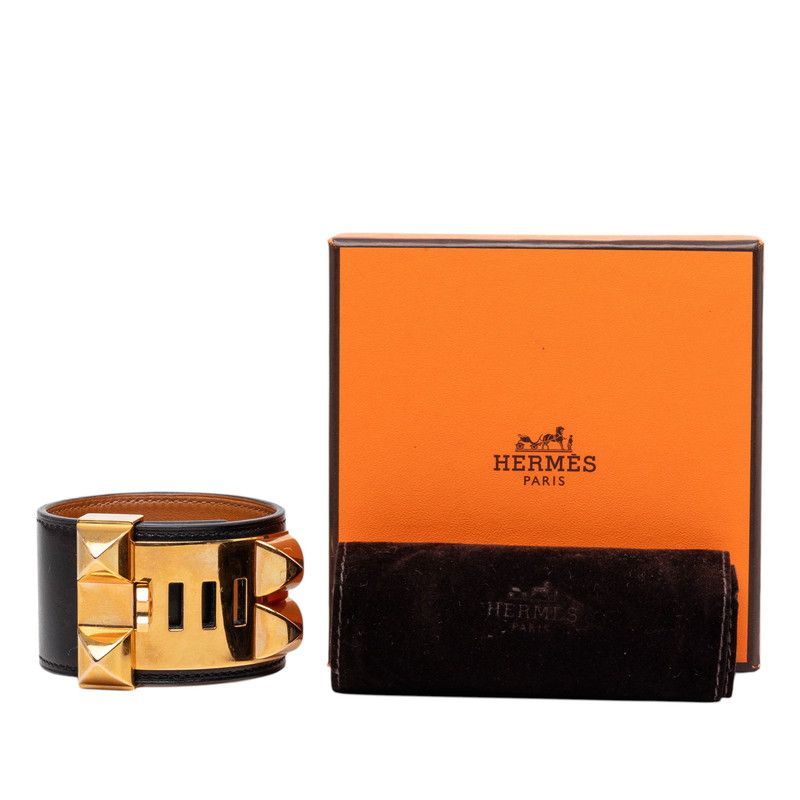 Hermes Collier de Chien S Black Calfskin Bracelet — view 7