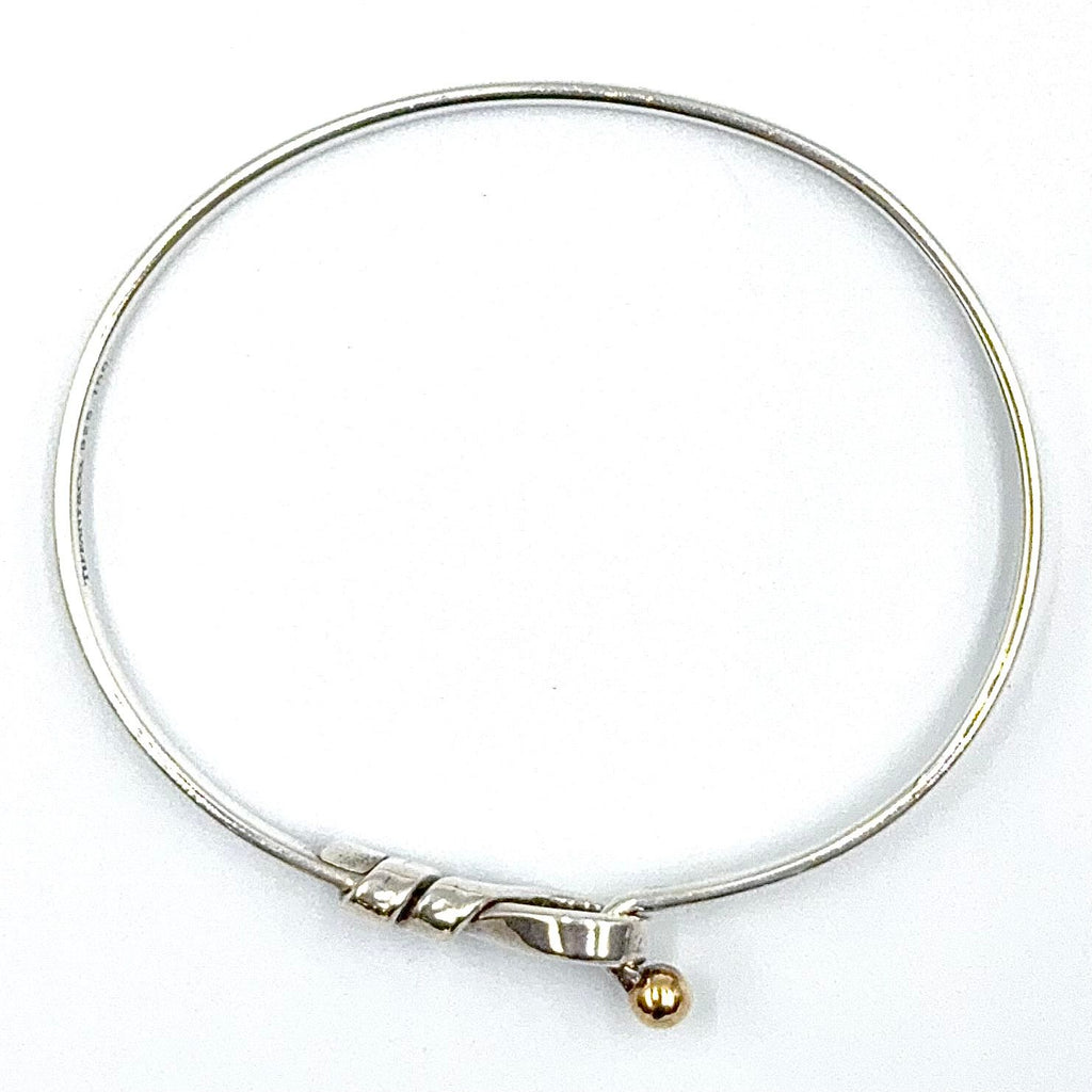 Tiffany & Co Hook Eye Yellow Gold Silver Bangle Bracelet — view 3