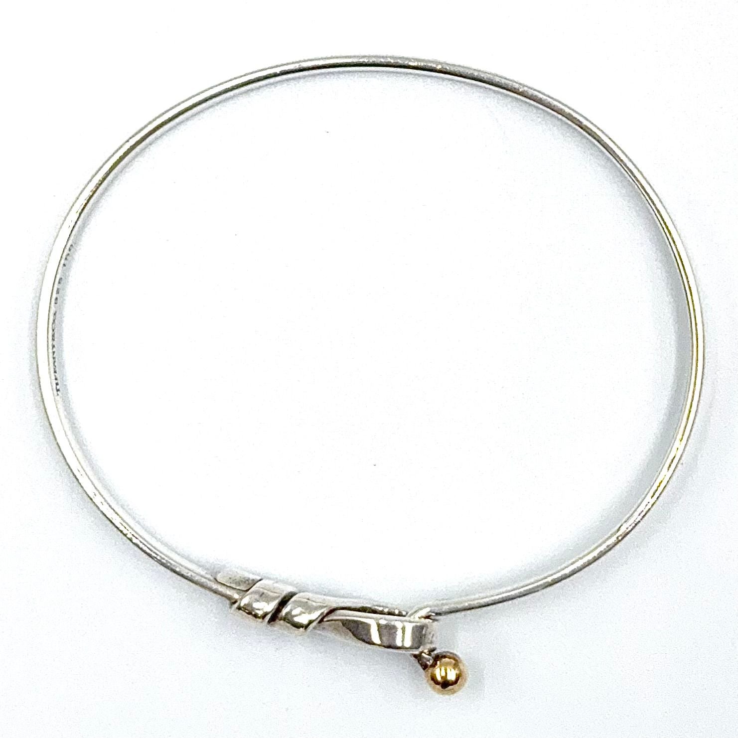 Tiffany & Co Hook Eye Yellow Gold Silver Bangle Bracelet — view 3
