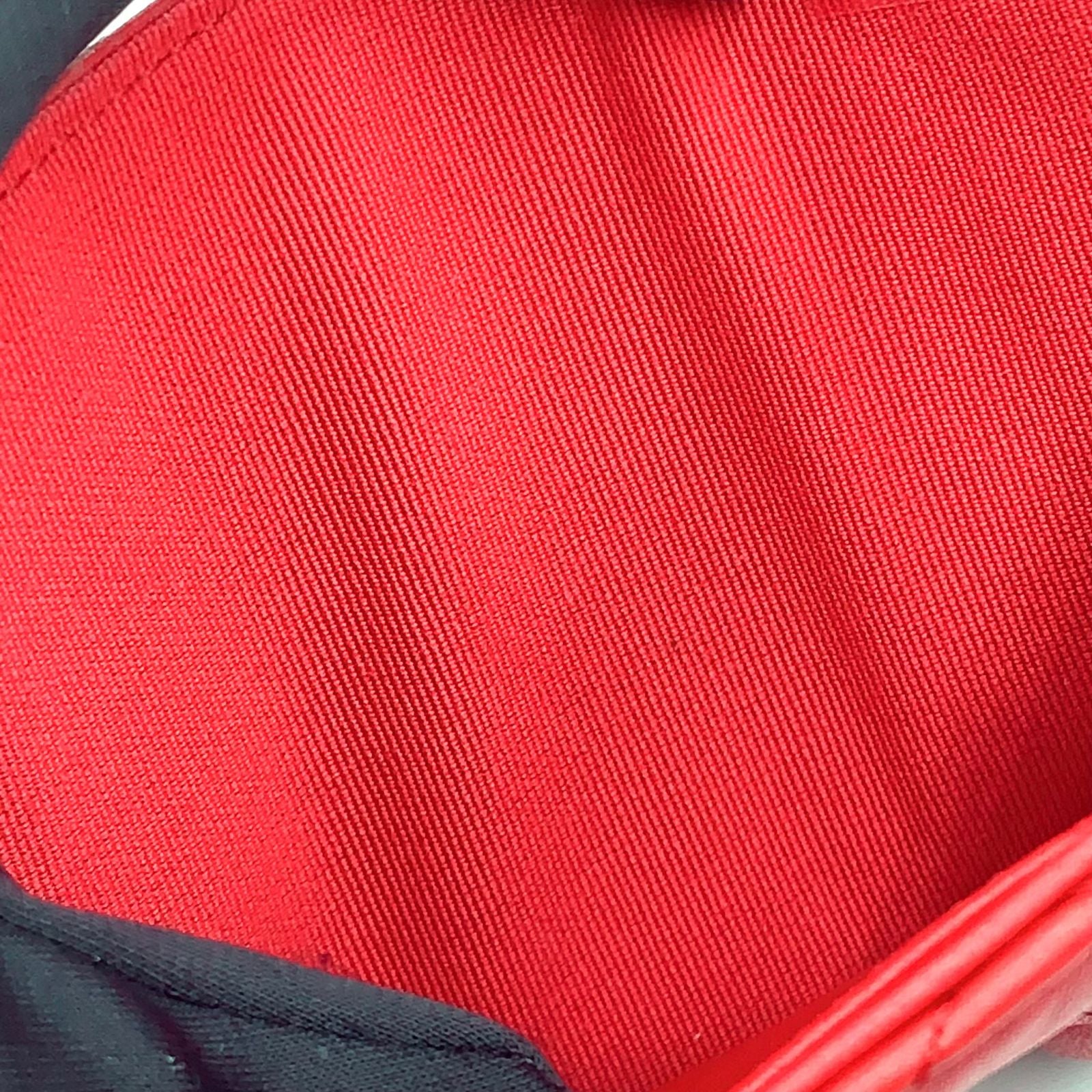 Chanel Quilted Flap Random Lambskin Red Trifold Wallet Silver — view 8
