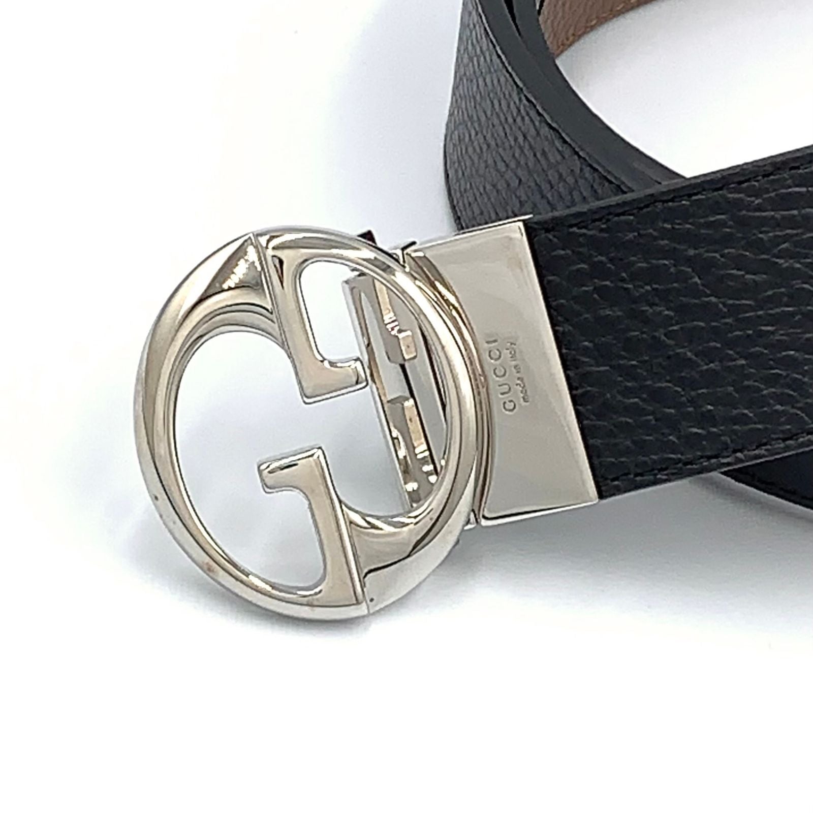Gucci Interlocking Reversible Leather Brown Black Belt Silver — view 8