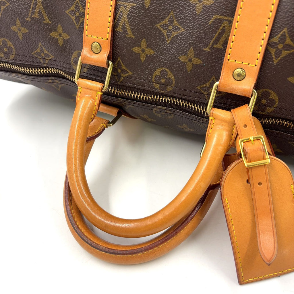 Louis Vuitton Keepall 50 Monogram Leather Brown Boston Bag Gold — view 5