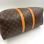 Louis Vuitton Keepall 50 Monogram Leather Brown Boston Bag Gold — view 8