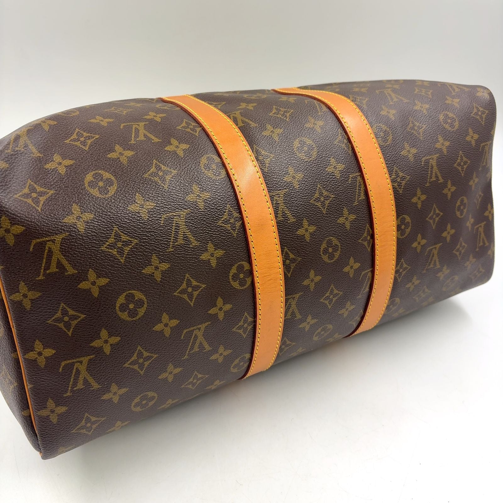 Louis Vuitton Keepall 50 Monogram Leather Brown Boston Bag Gold — view 8