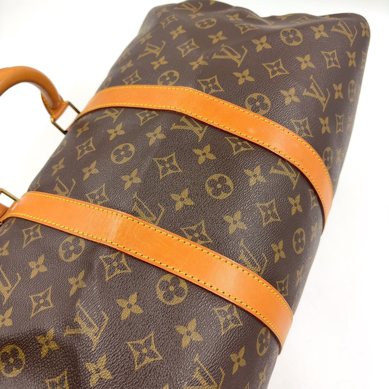 Louis Vuitton Keepall 50 Monogram Leather Brown Boston Bag Gold — view 9